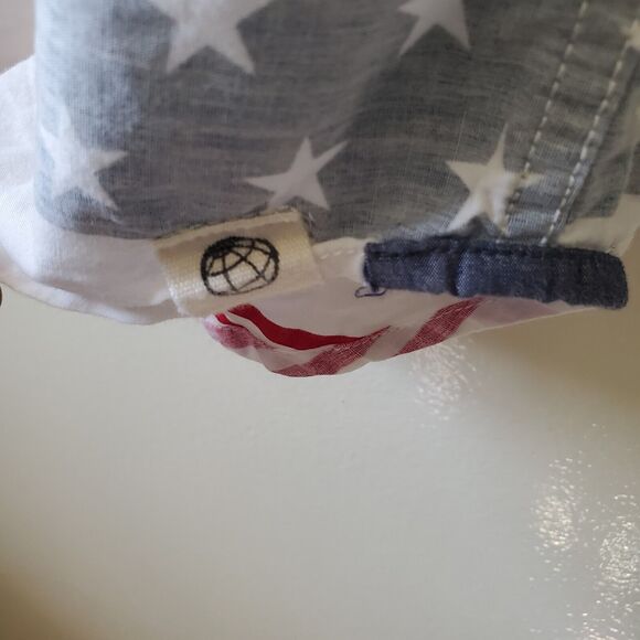 Free Planet Mens L Shirt Button Front American Flag Reverse Print Cotton USA - Picture 9 of 13